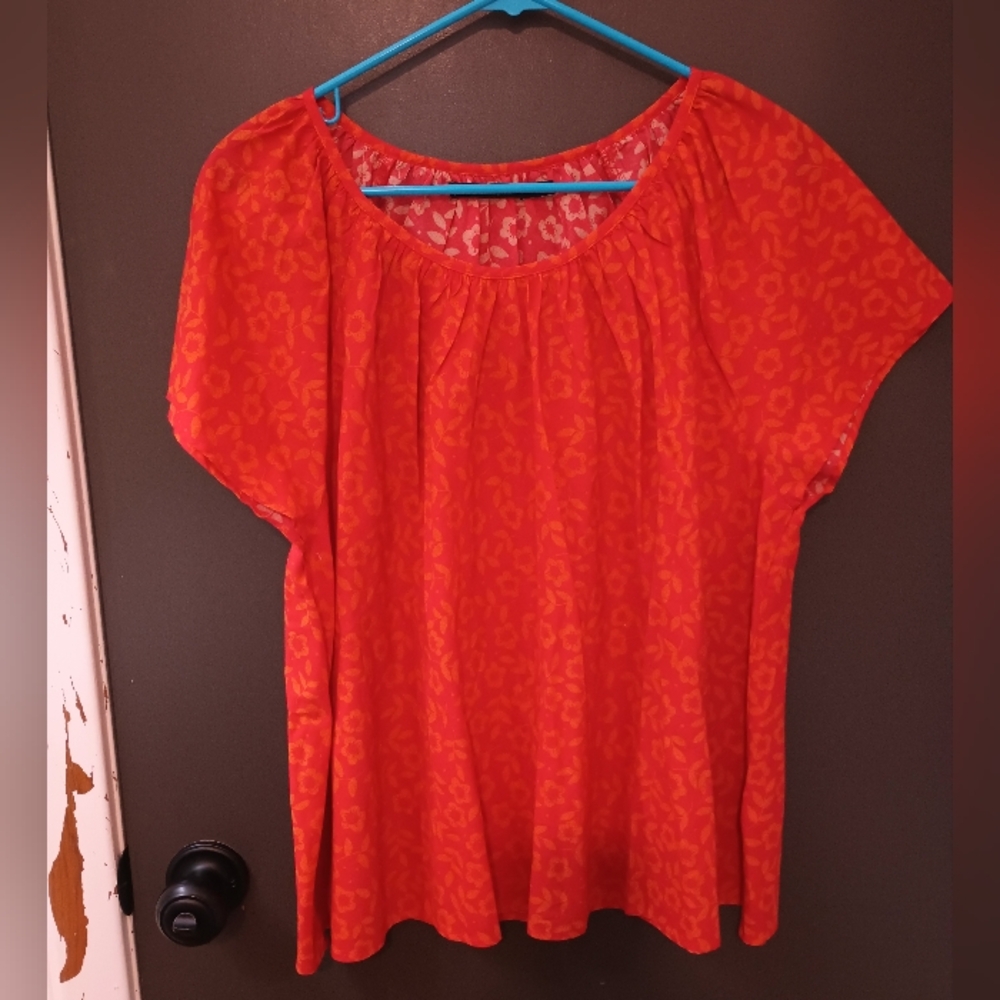 GUDRUN SJODEN Layering Piece! Orange Floral top 🌼